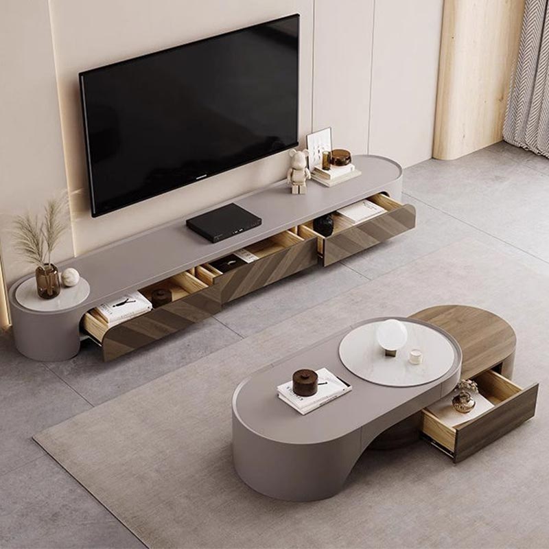 طاولة تلفزيون مع طاولة قهوة تصميم عصرى-CT020
