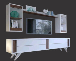 ترابيزة تلفزيون مع أرفف حائط 40×180سم -FS5