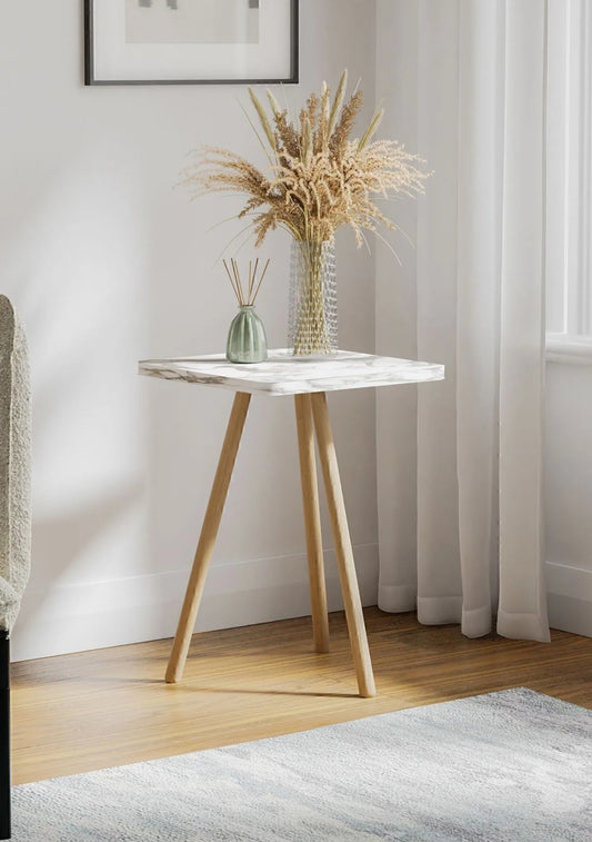 ترابيزة جانبية مربعه ابيض رخامى35سم-FND37