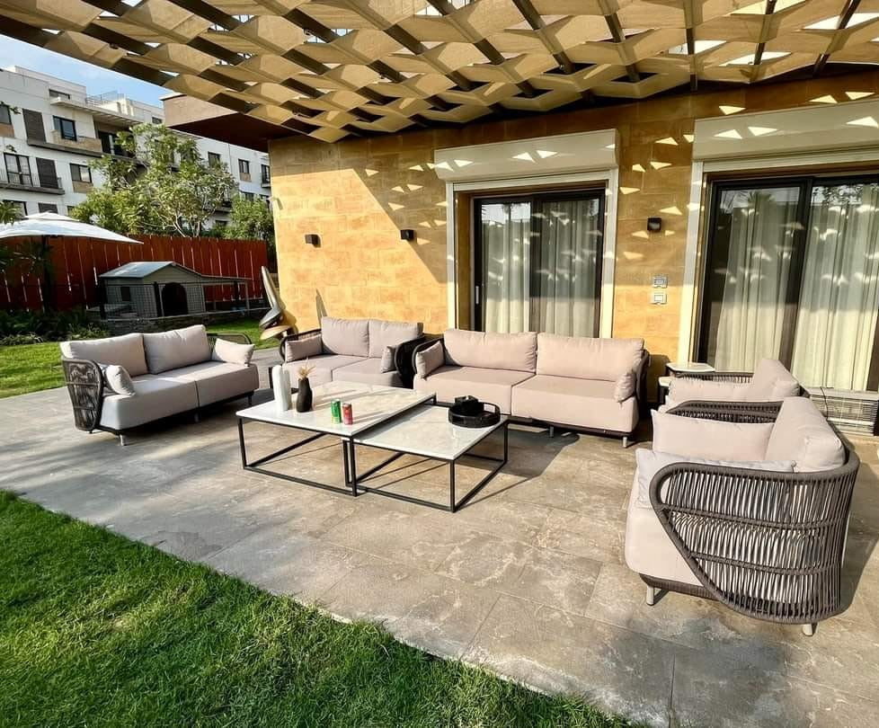 طقم خارجى كنبه 3 مقعد وكنبه 2مقعدو2 كرسى و2ترابيزه متداخله-PSH243