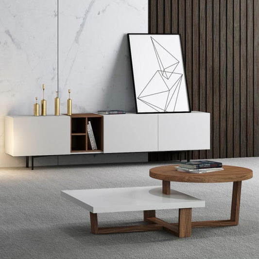 طاولة تلفزيون مع طاولة قهوة من تصميم عصري-CT023