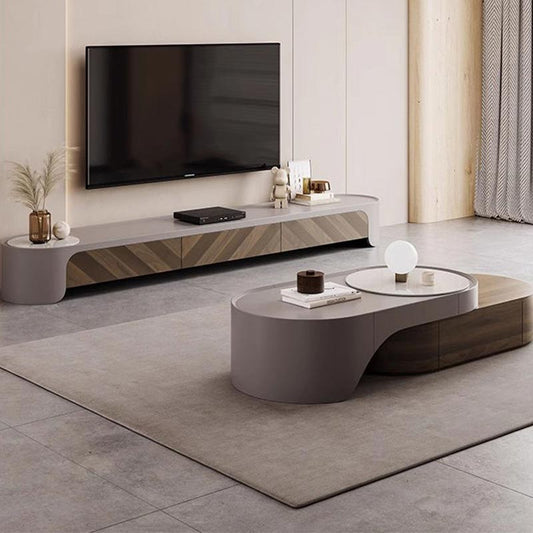 طاولة تلفزيون مع طاولة قهوة تصميم عصرى-CT020
