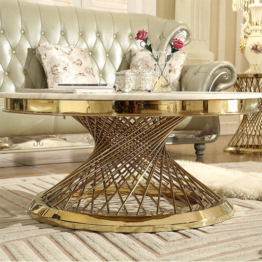 طاولة معدنية دائرية ذهبي-CT0237